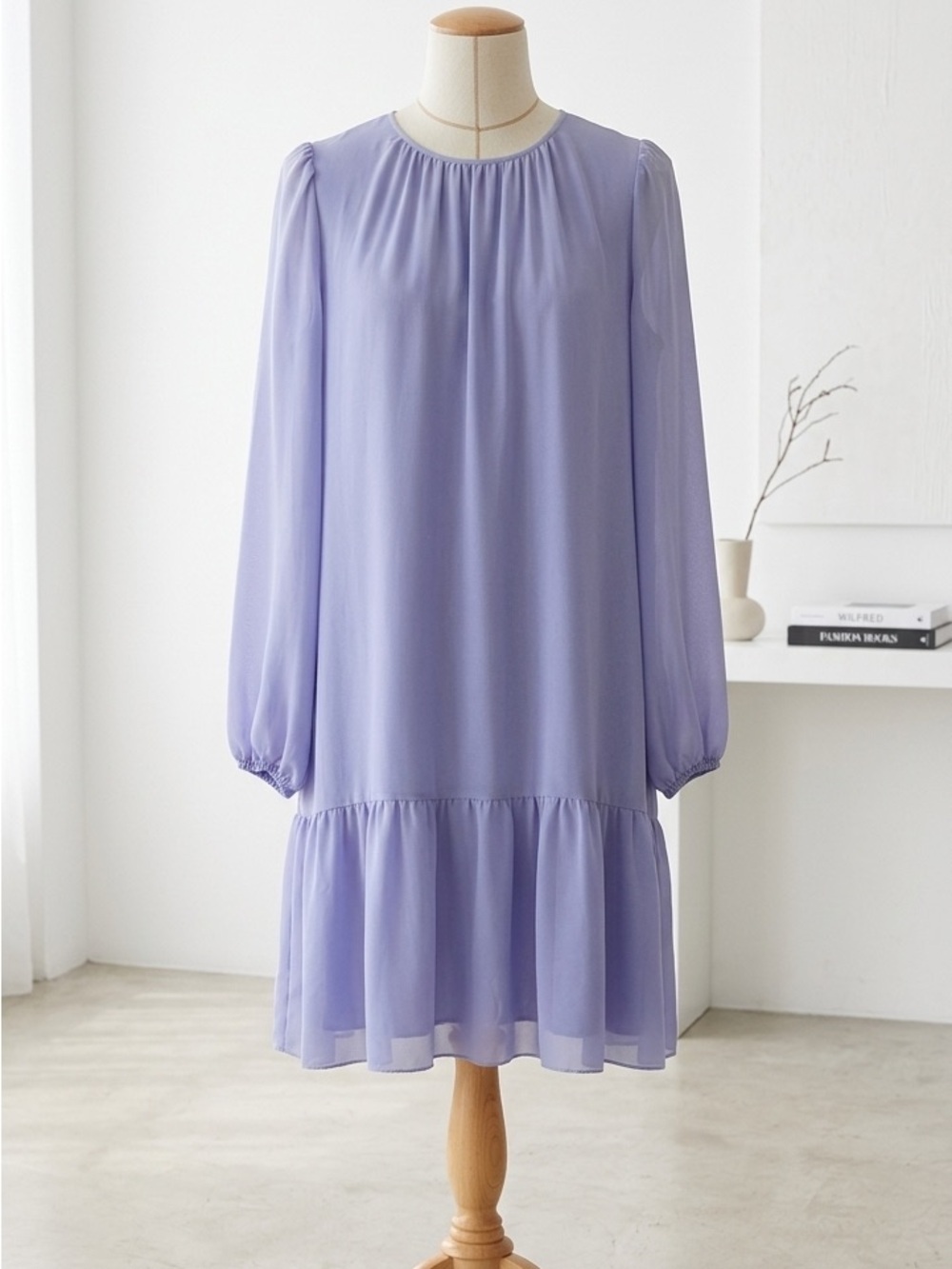 Wilfred| Aritzia| ‘Miriam’ Periwinkle Blue Long-Sleeve Tiered Midi Dress Sz XS
